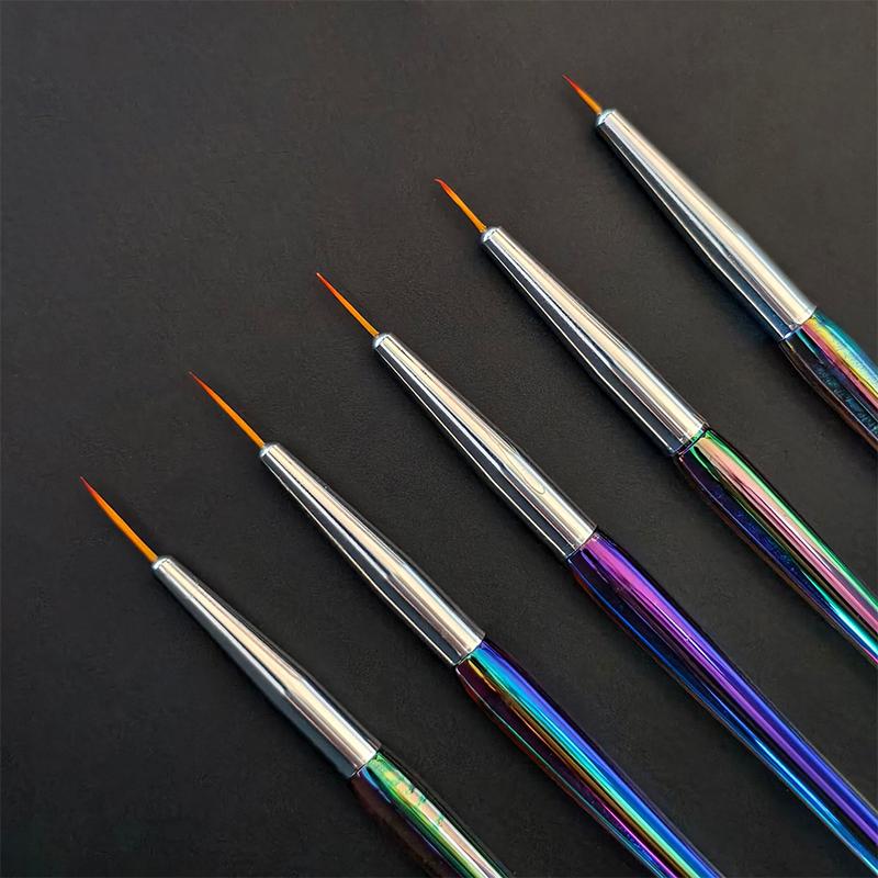 5Pcs/Set Acrylic French Stripe Nail Art Line Painting Pen 3D Tips Manicure Slim Line Drawing Pen Uv Gel Brushes Painting Tools