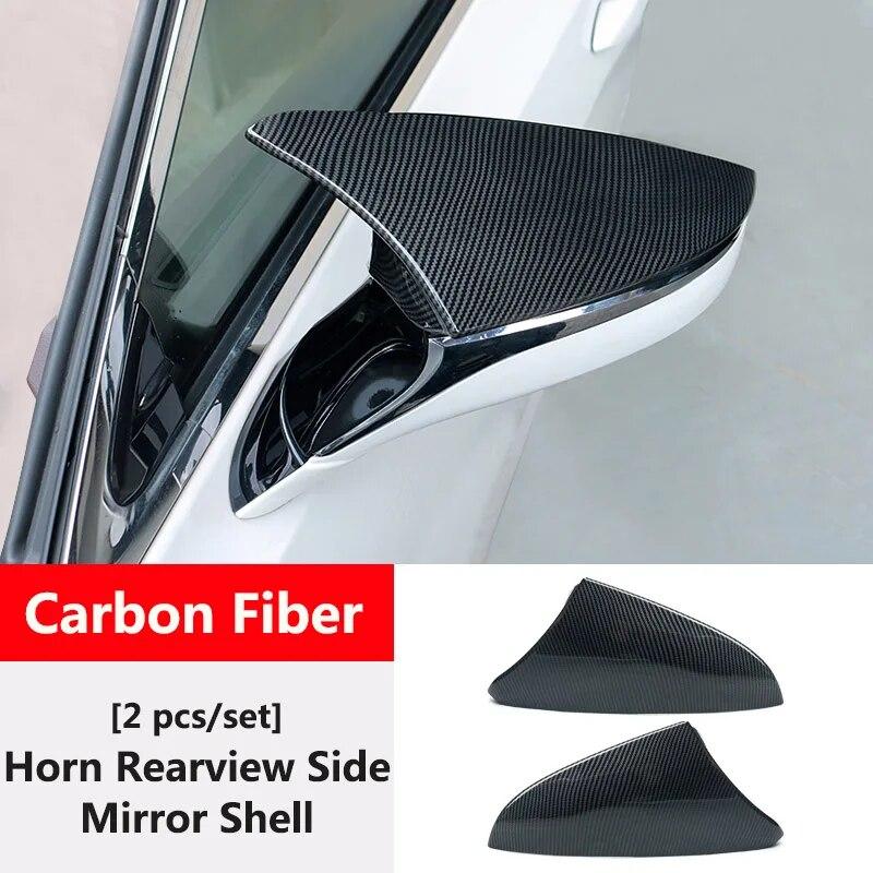 QHCP Car Rear View Mirror Cover Ox Horn Side Rearview Mirror Shell ABS For Lexus ES 200 260 300H 2018- Exterior Accessories