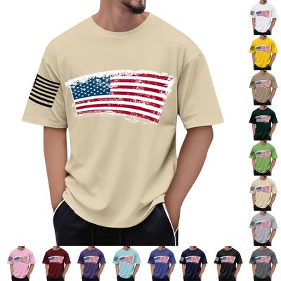 Men's Flag Printed T-Shirt Men's Loose Casual Short Sleeve Top