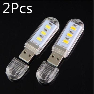 2/STK Mini Bærbar Sterk 3 LED Nattlys USB-lampe for PC Bærbar PC Lesing 5730 SMD