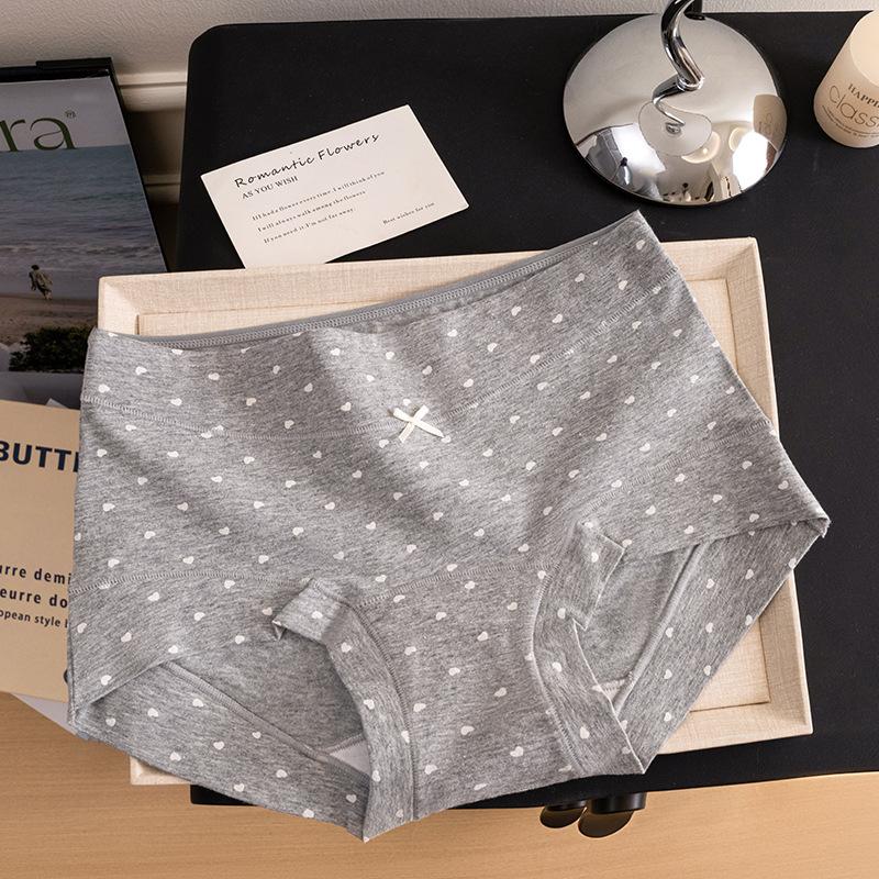 Ladies Spring and Autumn New Floral Bow Pure Cotton 10A Bacteriostatic Extended Package Hip Mid Waist Small Flat Angle Briefs