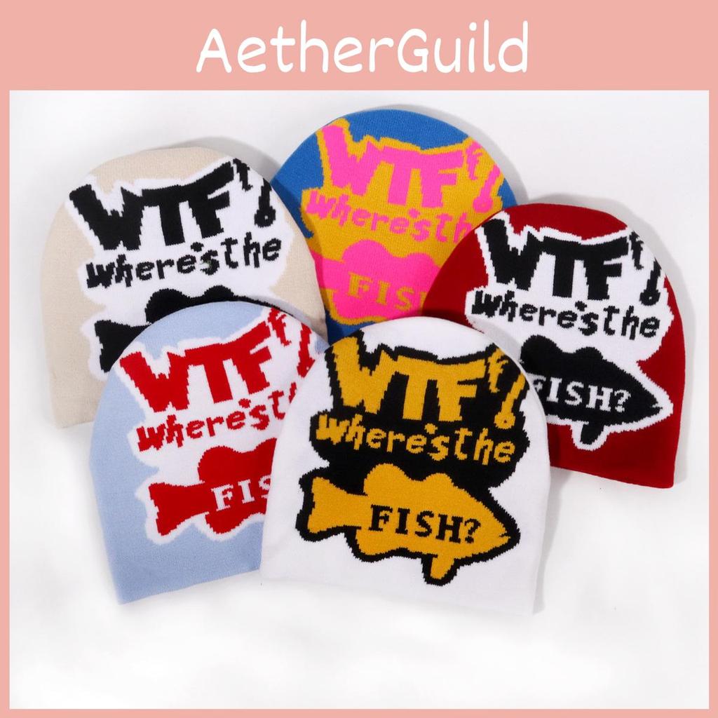 Fashion Color Blocked Letter Pattern Neutral Casual Warm Knitted Hat Autumn For