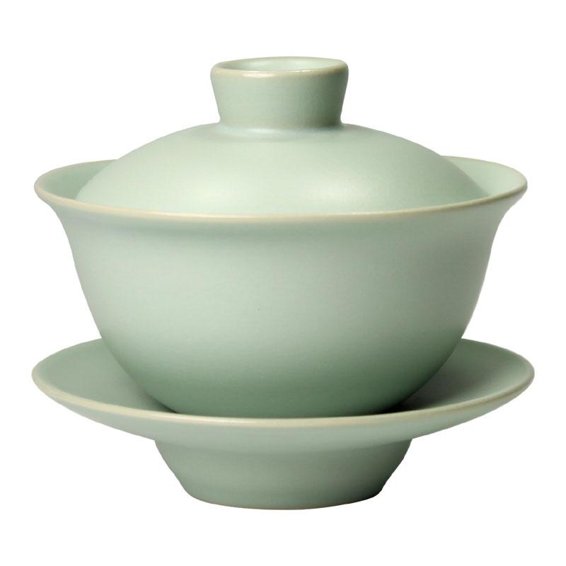 Celestial Green Ru Kiln Cover Bowl High-grade Genuine Ru Porcelain Tea Bowl Teacup Sancai Bowl Kung Fu Tea Cup