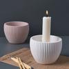 Round Stripe Candle Cup Silicone Mold DIY Candlestick Concrete Casting Molds Plaster Resin Flowerpot Craft Making Home Decor