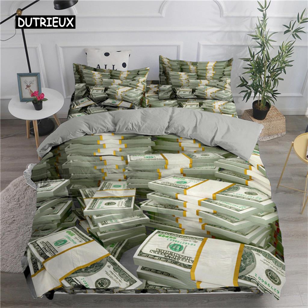 Dollar Money Duvet Cover Microfiber Dollar Bills Of United States Federal Reserve With The Portrait Of Ben Franklin Room Decor