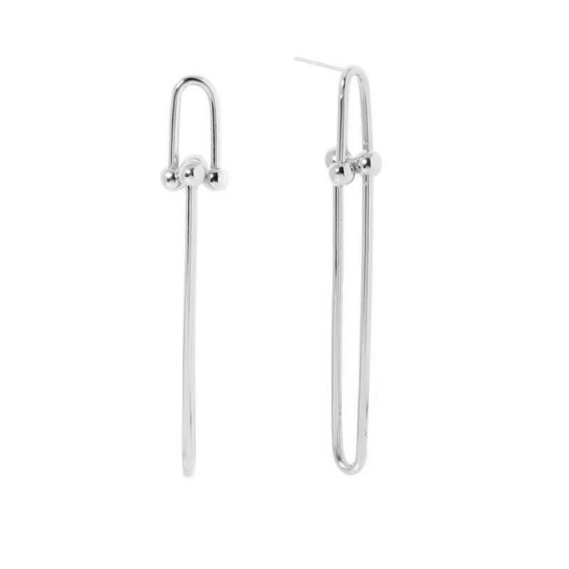 

Irregular Geometric Stud Earrings - Trendy Minimalist Jewelry for Women (2025) серебряный