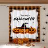 Halloween Horror Atmosphere Decorative Curtains Gothic Style Castle Pumpkin Cartoon Print Curtains Holiday Party Decorative 2PCS