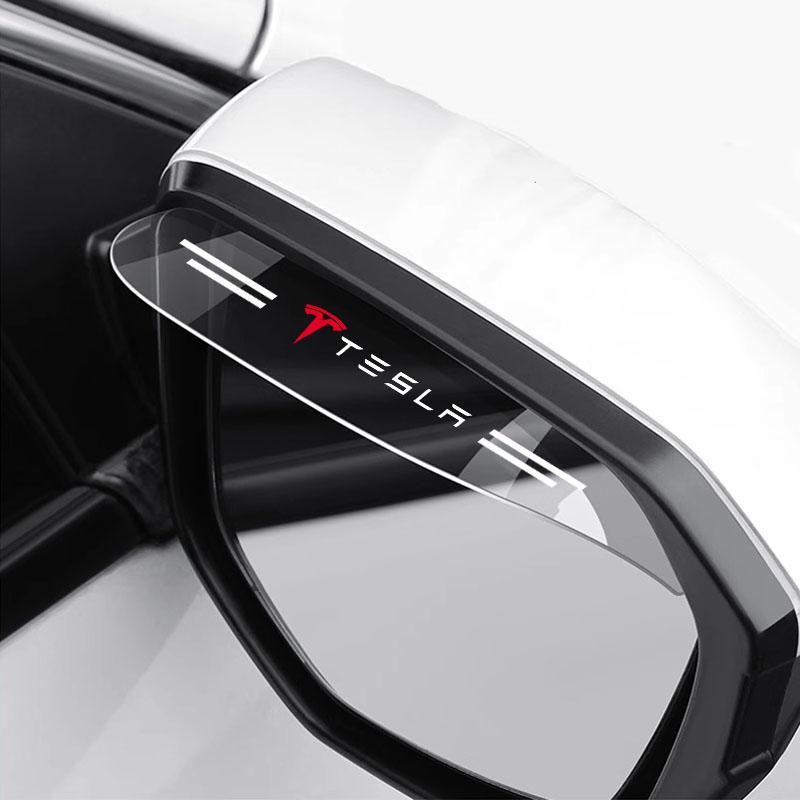 2Pcs Car Rear View Mirror Sticker Rain Shield Shade Cover Styling For Tesla Model 3 Model S Model X Y Roadster Performance