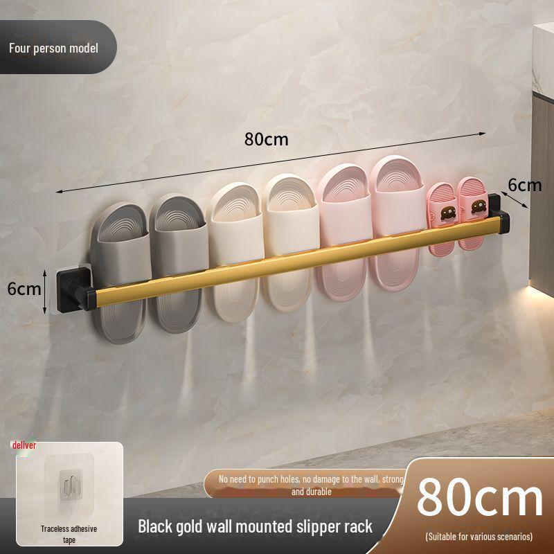 Wall-Mounted Punch-Free Bathroom Slipper Rack for Toilet or Door