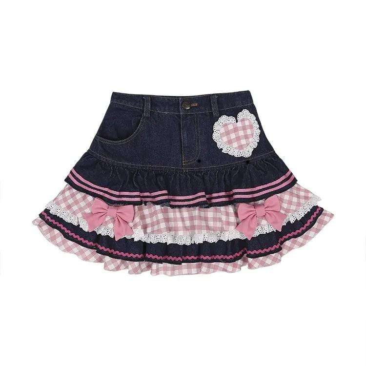Women's Summer Pleated Denim Skirt for Petite Mature Women