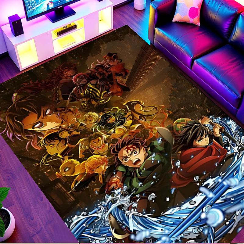 Demon Slayer Print Rug, Washable Floor Carpet, For Entryway Dorm Laundry Room Office Study, Home Decor Birthday Christmas Gift