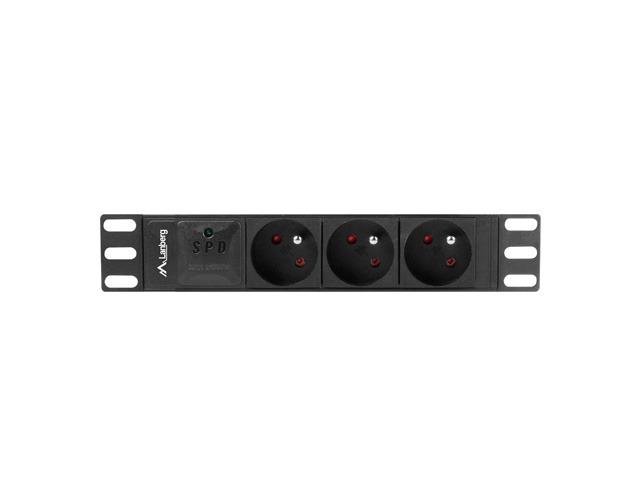 Servers Lanberg  Power Distribution Unit (PDU) 10" 1U 16A 2m 3x French Outlets | PDU-03E-0200-BK
