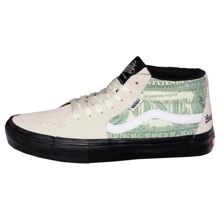 Vans x Supreme Skate Grosso Mid Dollar Bill White Unisex VN0A5FCGWHT EU 40.5