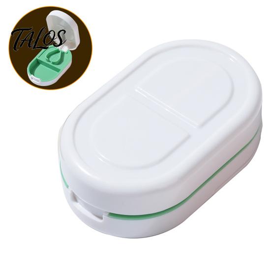 Talos Pill Cutter Splitter, Moisture-Proof Separate 2 in 1 Case, Food-Grade PP Portable Pills Organizer, for Small And Tiny