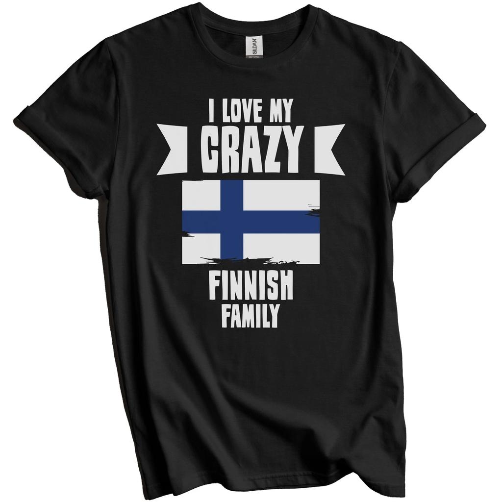 Amo La Mia Pazza Famiglia Finlandese Divertente Maglietta con Bandiera Finlandese