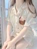 Sweet Princess Style Bear Pajamas Women's Summer Cardigan Lace Short-sleeved Shorts Set Casual Lazy Style Loungewear