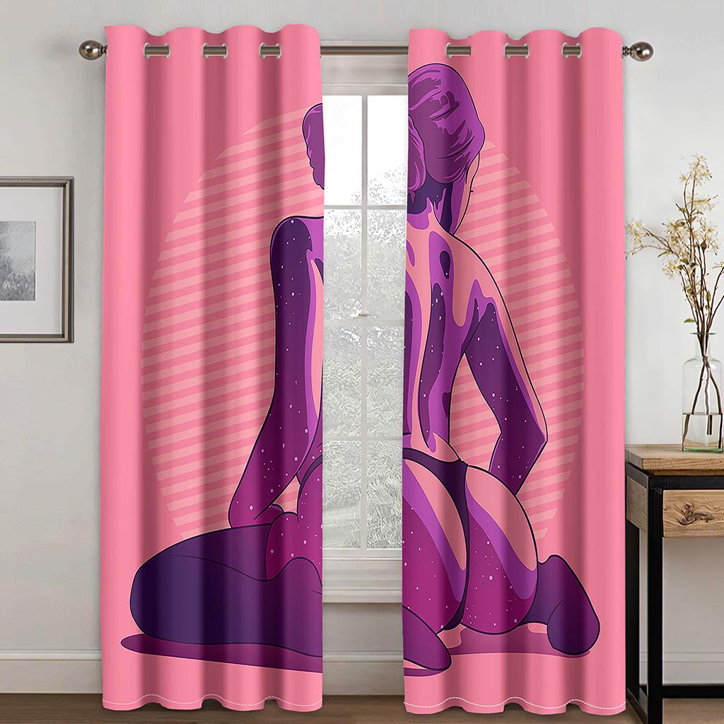 

3D мультфильм серии сексуальная красота шторы 2 панели мальчики девочки комната спальня гостиная кабинет балкон декоративные шторы 50W60H(CM)X2&Grommet Top