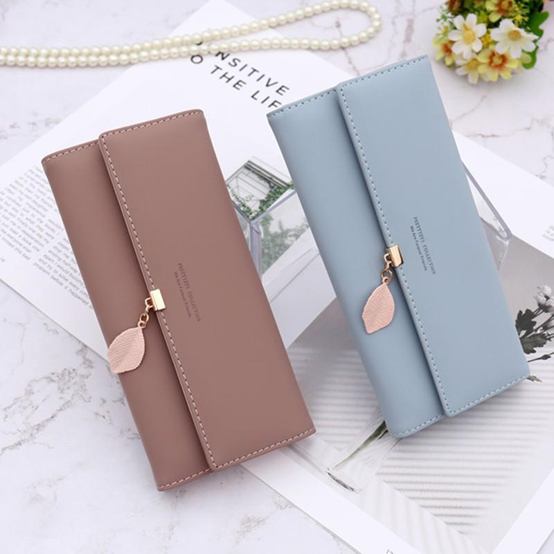 Korean Style Women's Leather Clutch – Zipper Buckle Wallet with Large Capacity