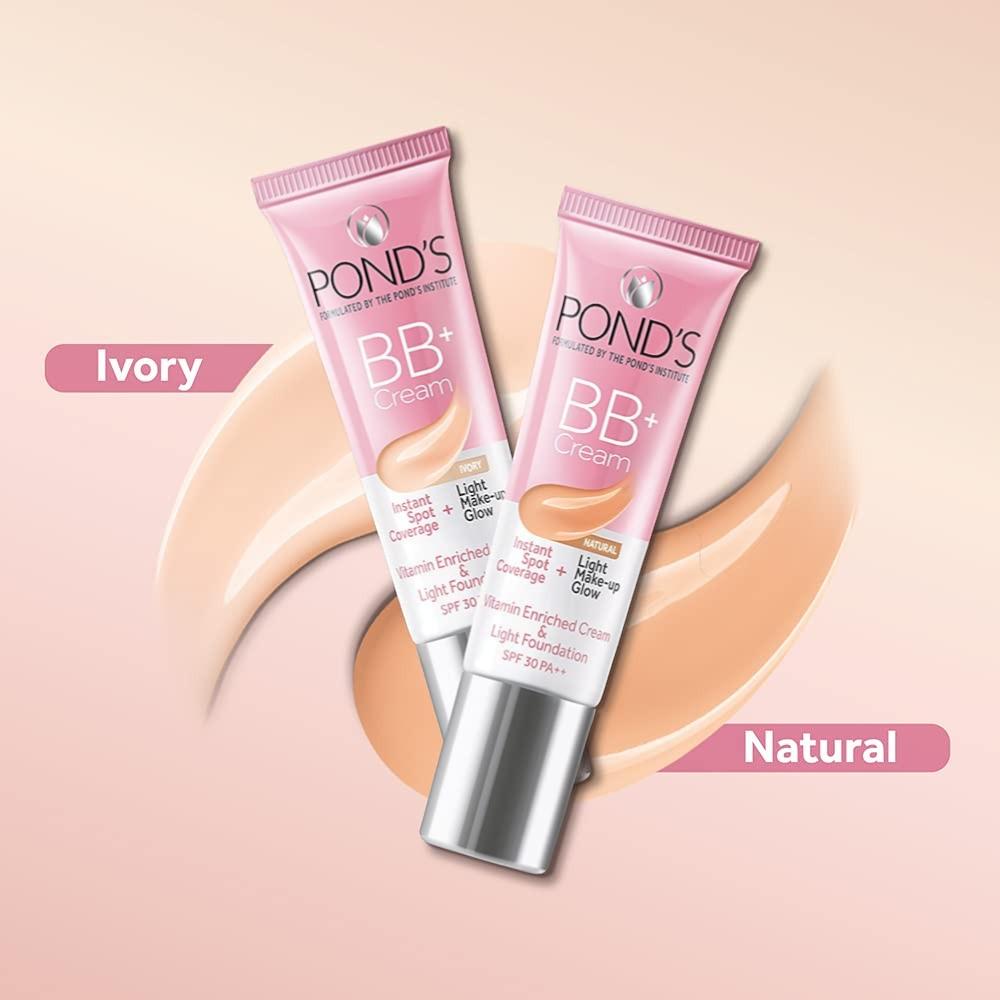 Pond's Full Coverage BB+ Cream Light 18g For All Skin Types With SPF 30 PA++ Instant Glow & Spot Coverage