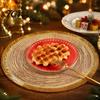 Round Decorative Vase Mat Christmas Table with Tassel, Heat Resistant PP Placemat, Dinner Plate Mats Waterproof for Holiday And New Year Party Tassel