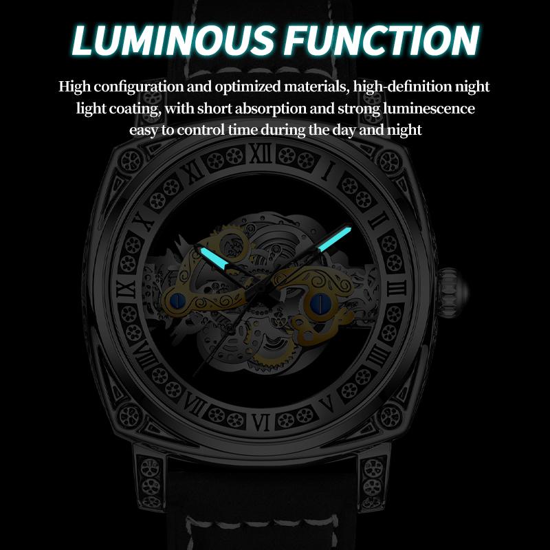 New Men Watch Skeleton Quartz Wristwatch Hollow Skeleton Retro Man Clock Top Brand Luxury Clock Men Watches Reloj Hombre