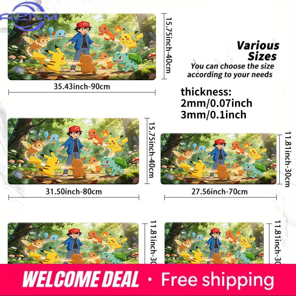 Pokemon Ash Forest Pokemon Adventure Gaming Desk Mat NonSlip Washable Mouse Pad 30x80x0.2cm