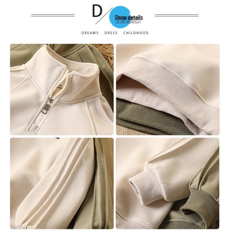 Boys' Comfortable Korean-Style Casual Half-Zip Sweatshirt - Autumn Trend Fashion