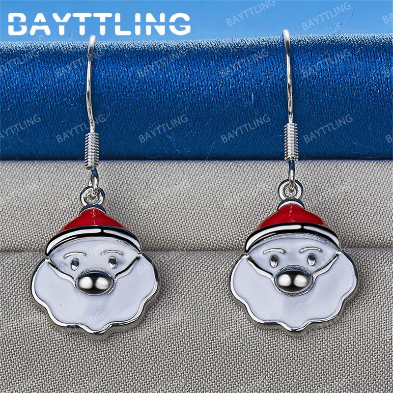 Luxurious 925 Sterling Silver Exquisite Santa Claus Earrings for Women Stylish Christmas Gift Jewelry Accessories