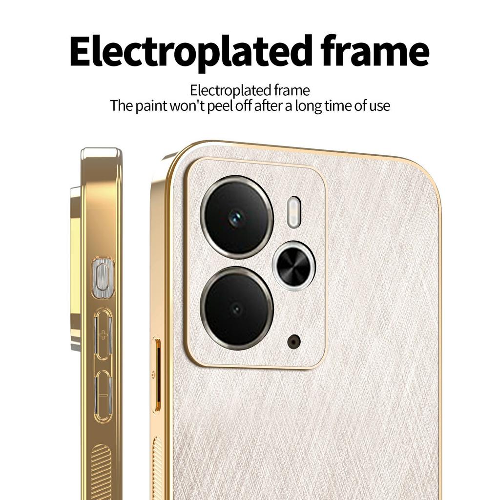 KADEM Hülle für Realme 14 5G Galvanisiert Seidenstruktur PU + TPU Handy-Rückseite