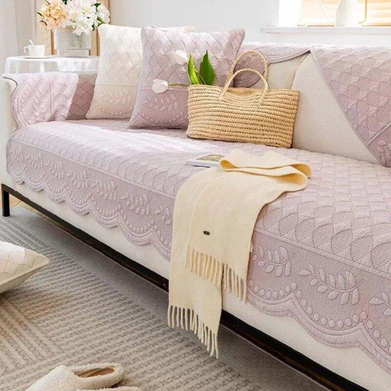 Universal Cotton Sofa Cover Towel  Nordic Solid Color Sofa Cushion for Living Room Non-Slip Sofa Cushion Armrest Backrest Cover