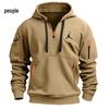 Men's Multi-Zipper Arm Pocket Velvet Hooded Pullover Sweatshirt - Casual Sportswear In Stock