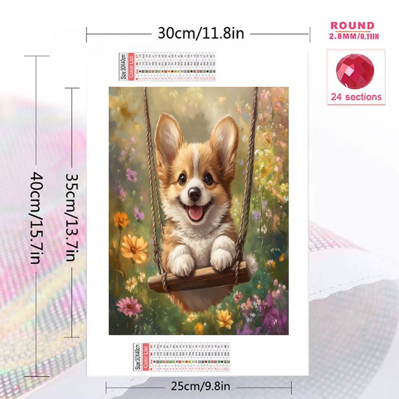 Cute Corgi Pattern  3pcs 100% Round Full Drill 5D DIY Diamond Painting Embroidery Cross Stitch Rhinestone Décor