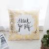 Golden Love Leaves Bronzing Cushion Decorative Pillow Black And White Velvet Pillowcase Home Decor Sofa Throw Pillows 17*17Inch