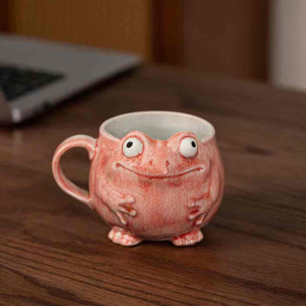 Funny Ceramic Frogs Shaped Coffee Mug With Handle And Spoon Cartoon Forg Porcelain Mug Breakfast Milk Tea Cup