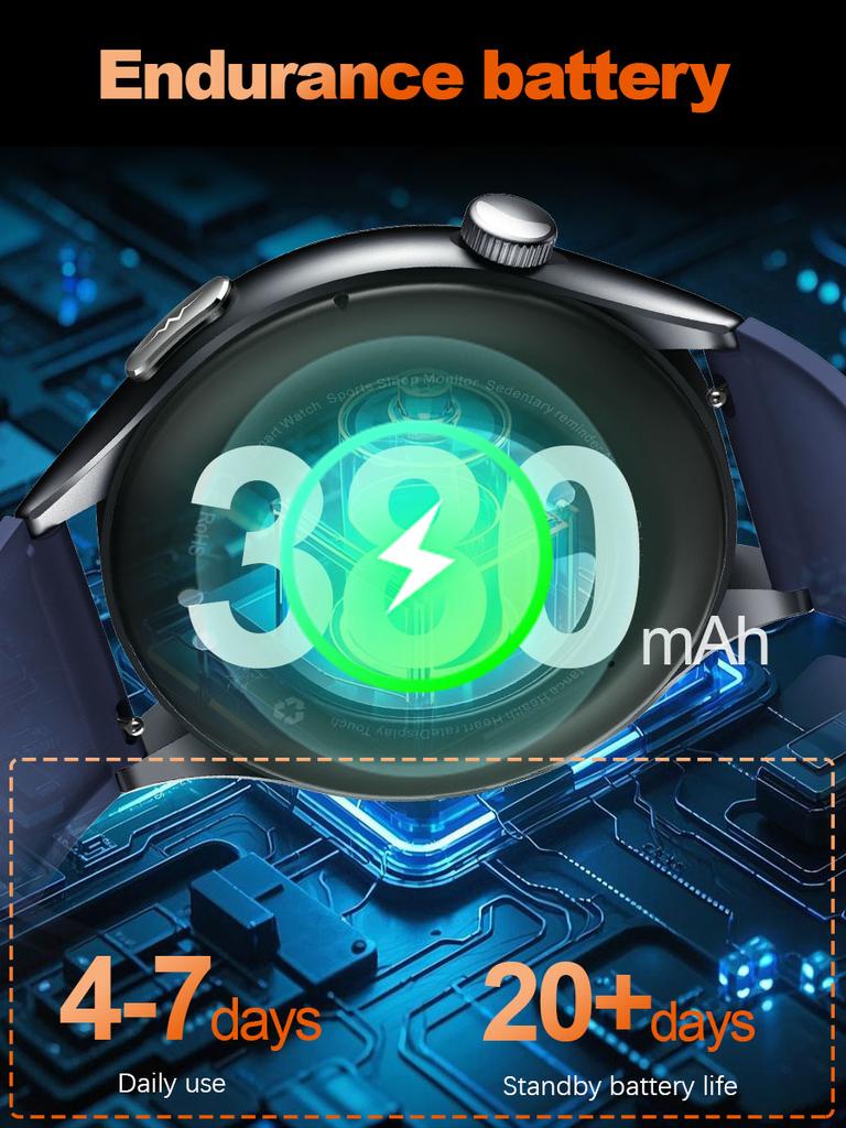 SACOSDING Men Smart Watch 1.56 inch AMOLED HD Screen Led Flashlight BT Calling ECG Health Monitoring Sports Fitness Tracker Women Smartwatch