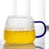 1pc 400ml Hammer Grain Coffee Tumbler Heat Resistant Glass Cup Teacup with Handle Home Office Breakfast Juice Milk Mug Drinkware