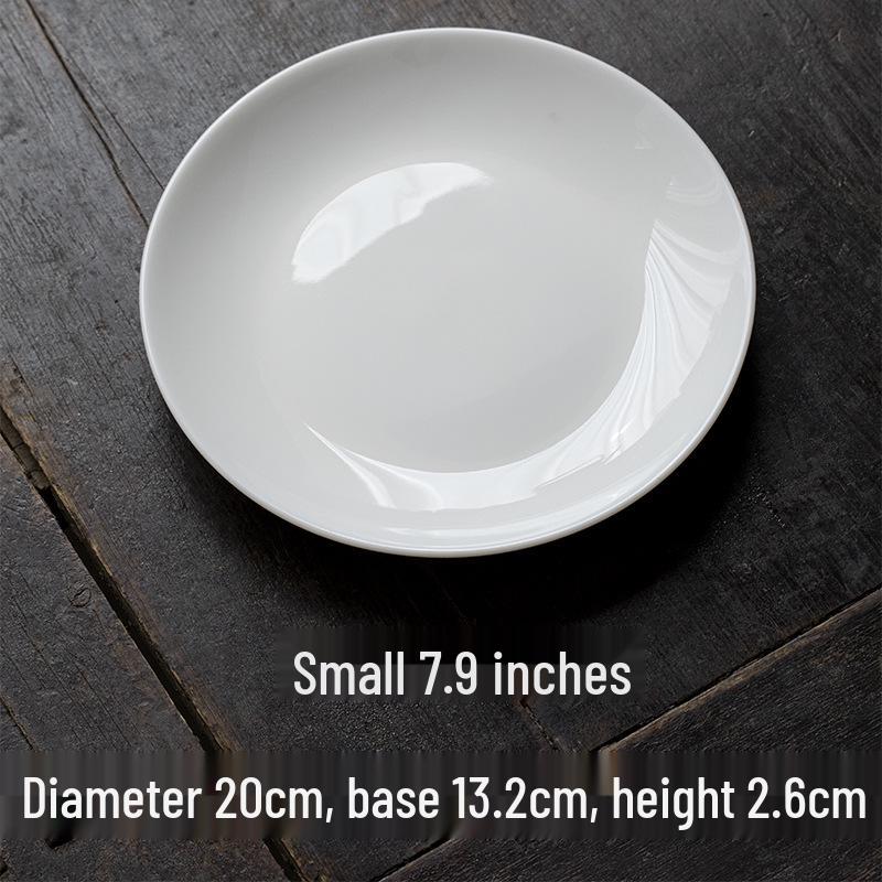 

Dehua White Porcelain Round Plate, 7.9/8.7 inch - Shallow Ceramic for Fruit, Pastry, Stir-Fry 7.9 inch