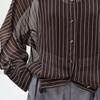 Less 2025 Summer Loose Fit Round Neck Silk Striped Shirt