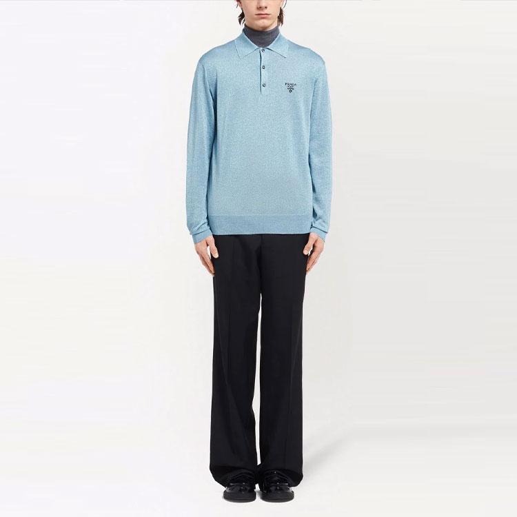 PRADA Polo Shirts Men's Blue Polo Collar Moderate Straight Fit UMB284S2211Z4Q-F0012