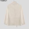 INCERUN Oversized Men Lapel Neck Long Sleeve Side Lace-up Casual Loose Thin Blazer Coats