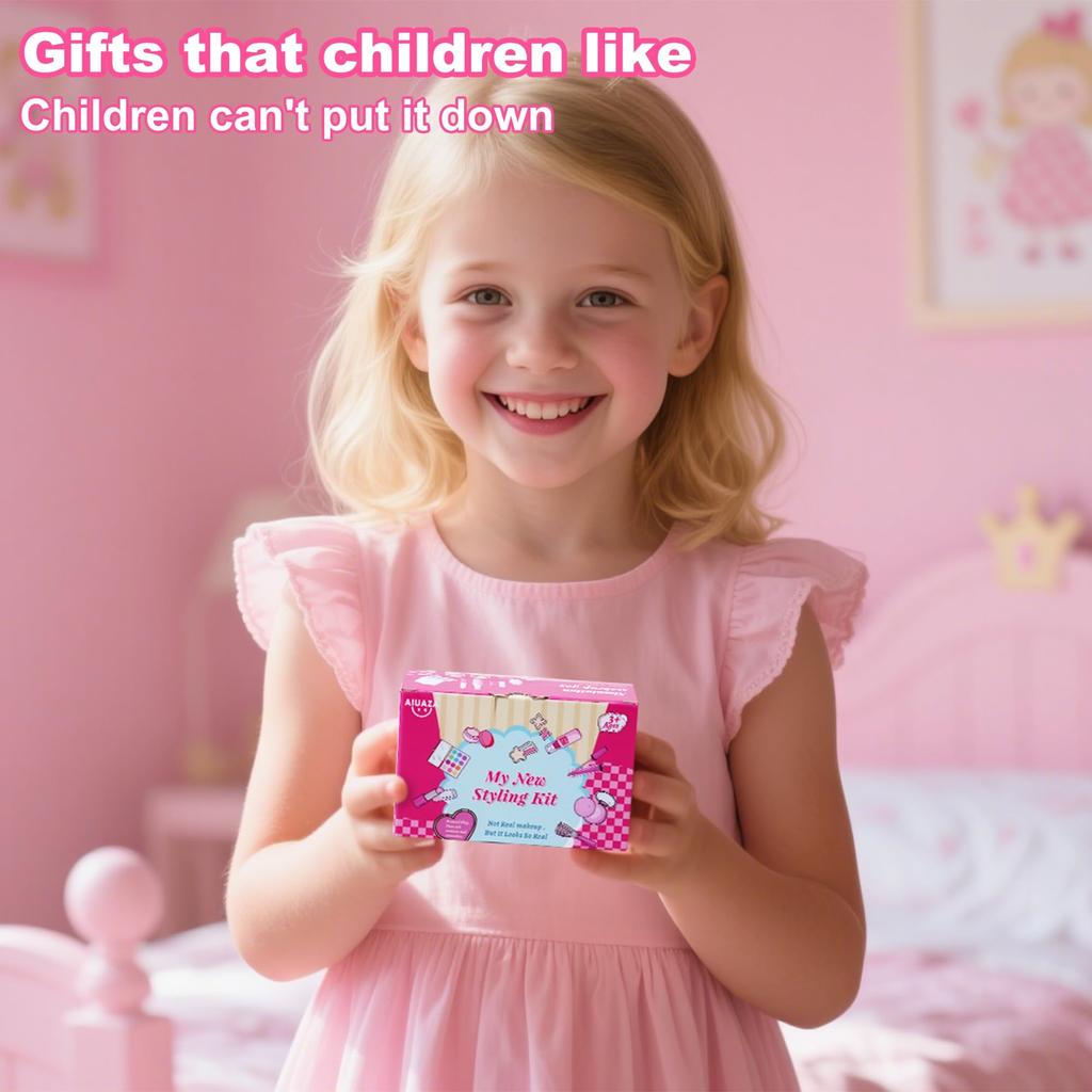 AIUAZA Home Makeup Toys and Kids Princess Birthday Gift for Girls Ages Kids' 10-Piece Set, Liquid-Free Powder-Free, Girls' Dress-Up Toy, Play, 4-12