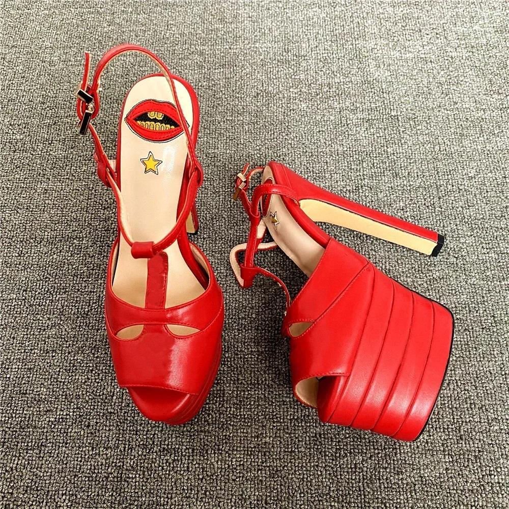 Fashion Brand Sexy Rivet 16cm High Heel Sandals Platform Party Wedding Ball T-stage Women Shoes High Quality Large 43summer Female Shoes