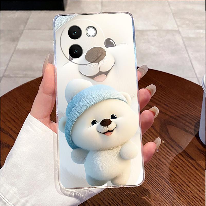 Case For Vivo V30e 5G V2339 Casing Luxury Cute Love Heart Rabbit Funny Pattern Cover Clear TPU Silicone Soft Shell Phone Case