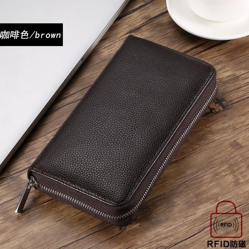 Genuine Leather RFID Blocking Card Holder Wallet Men Women Passport Case Key Organizer
