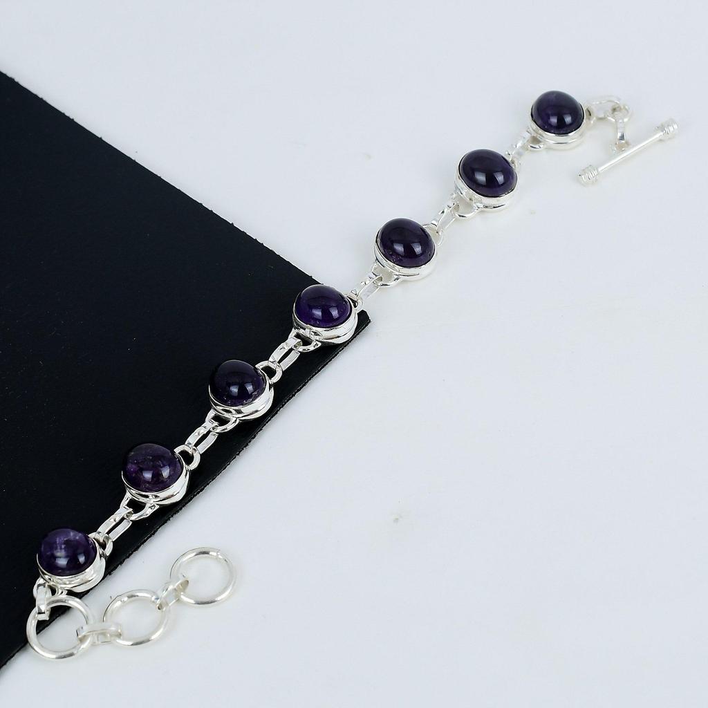 Dainty Amethyst Gemstone Handmade 925 Sterling Silver Bracelet, Amethyst Silver Bracelet For Wife , Unisex Bracelet, Mother's Day Gift