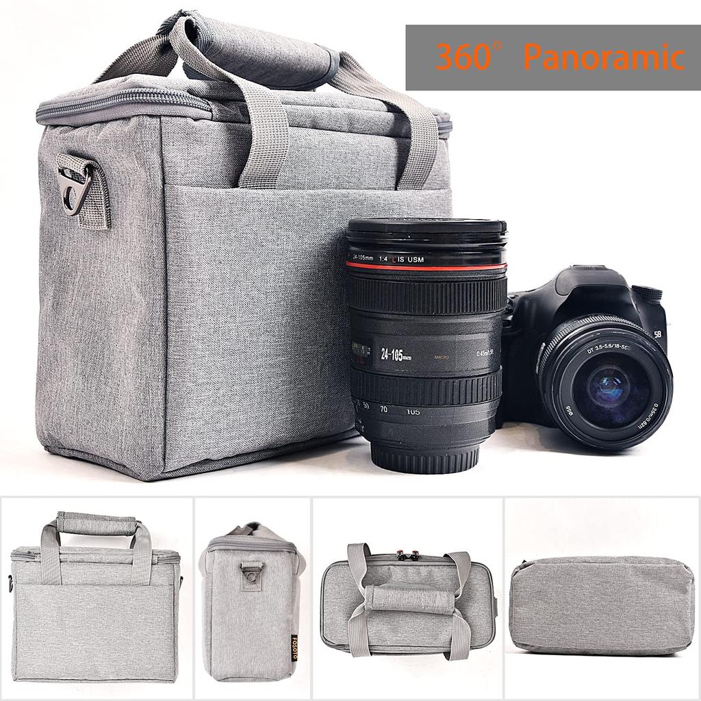 FOSOTO SLR Camera Shoulder Case for Canon EOS PowerShot Sony Nikon Coolpix and Waterproof Nylon with Rain Stylish Everyday Bag for Camera Storage Bag,
