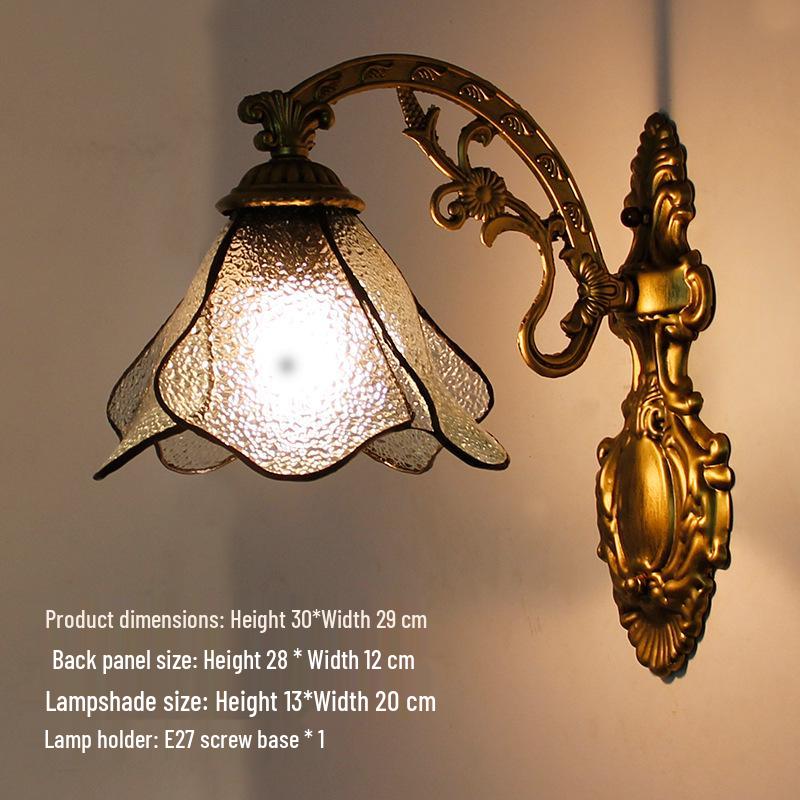 Retro European Tiffany-Style Wall Lamp for Bedroom, Hallway, or Bathroom Mirror