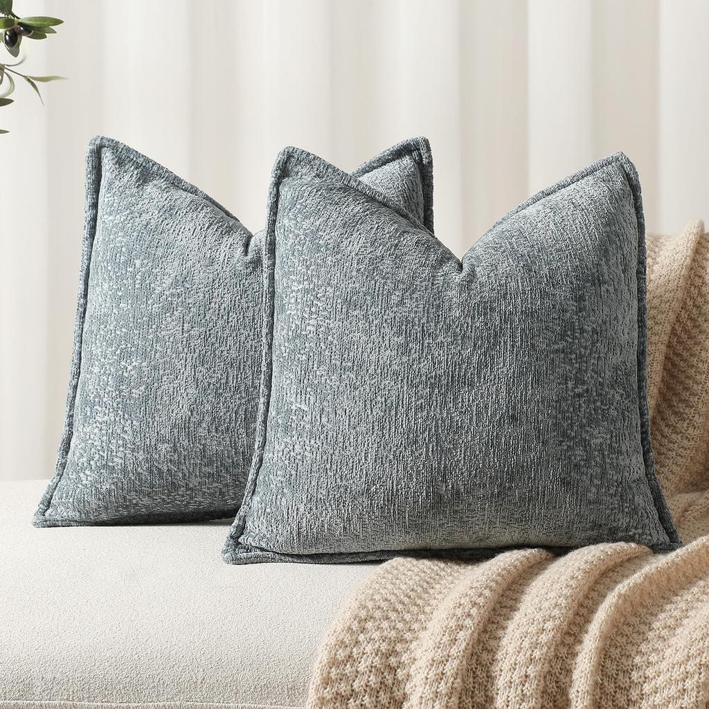 Fundas para Cojines Neutras Suaves de Chenilla Funda de Cojín Estilo Granja para Decoración de Sofá Dormitorio Sala de Estar Moderna