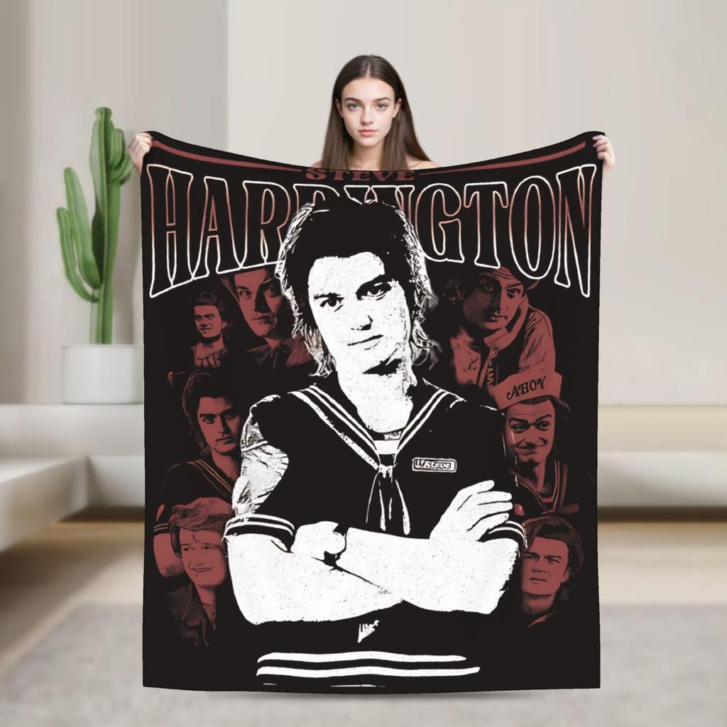 Steve Harrington Tv Series Blankets Warm Soft Funny Plush Throw Blanket For Chair Travel Office Flannel Bedspread Bed Cover