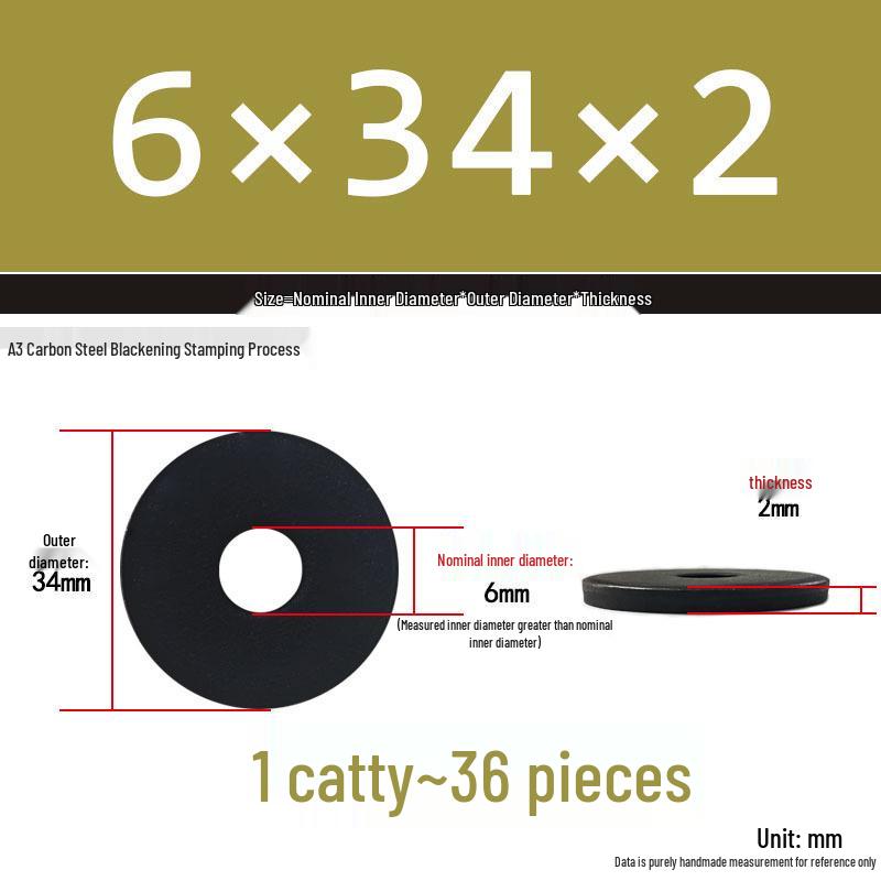 Thickened Black Flat Washer: Enhanced Round Metal Spacer for Home Use